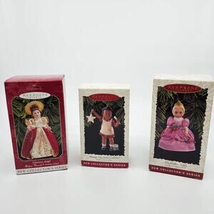 Vintage Lot 3 90's Hallmark Collectors Series Ornaments Cinderella Angel Christy